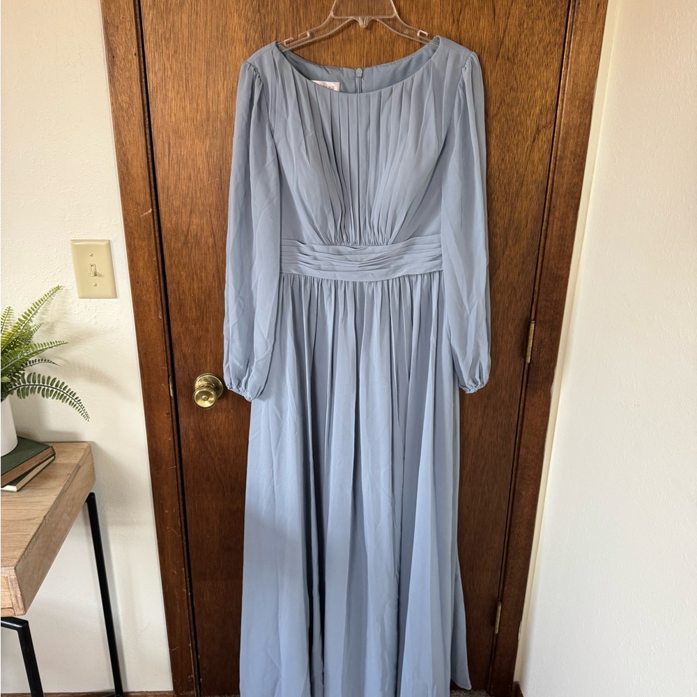 JJs House Dusty Blue Long Sleeve Dress